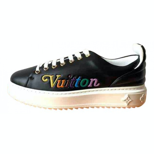 Pre-Owned Louis Vuitton Frontrow Black Leather Trainers | ModeSens