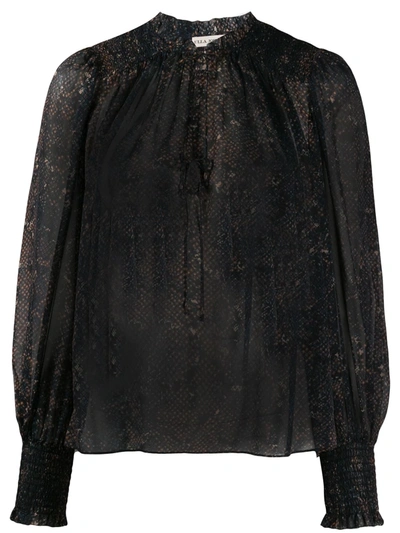 Ulla Johnson Python Print Semi-sheer Blouse In Blue