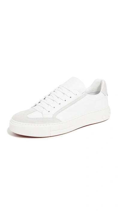 Ferragamo White Gancini Low-top Sneakers In White
