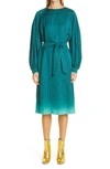 DRIES VAN NOTEN LONG SLEEVE MOIRE MIDI DRESS,DIZAN 1158