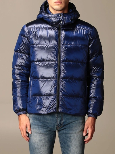 Museum Glossy Down Jacket With Hood In Blue