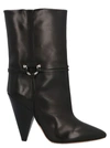 Isabel Marant Lunder High Heels Ankle Boots In Black Leather In Black