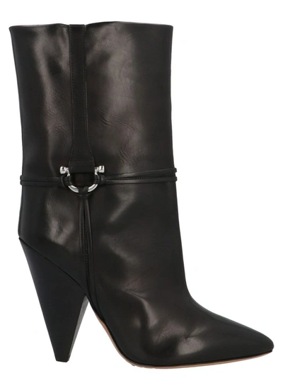 Isabel Marant Lunder Mid-rise Leather Ankle Boots In Black