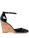 Tila March Vernis Wedge Sandals In Black