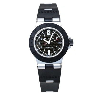 Pre-owned Bvlgari Carbon Fiber Aluminum And Black Rubber Diagono Al 29 Ta Women's Wristwatch 29 Mm
