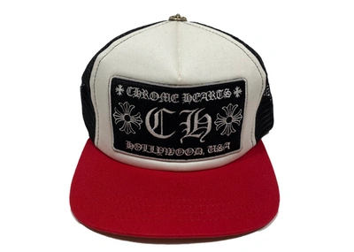 Pre-owned Chrome Hearts Ch Hollywood Trucker Hat Red/black/white