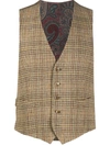 ETRO CHECK FITTED WAISTCOAT