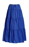 Staud Lucca Tiered Recycled Shell Maxi Skirt In Red,blue