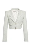 ALESSANDRA RICH WOMEN'S SEQUINED WOOL-BLEND TWEED CROPPED BLAZER