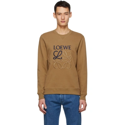 Loewe Anagram-embroidered Cotton-jersey Sweatshirt In Brown