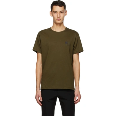 Loewe Anagram-embroidered Cotton T-shirt In Khaki