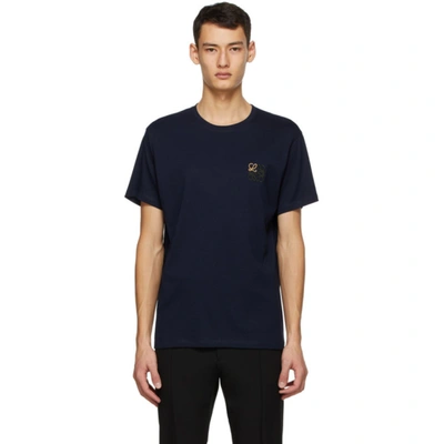 Loewe Anagram-embroidered Cotton-jersey T-shirt In Blue