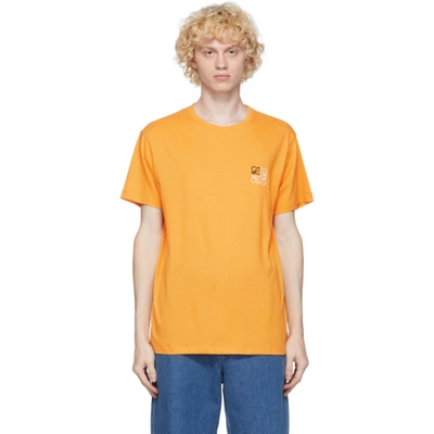 Loewe Anagram-embroidered Cotton-jersey T-shirt In 9100 Orange