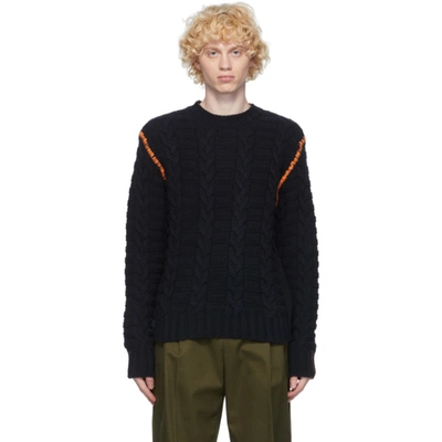 Loewe Cable Knit Jumper In Blue