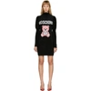 MOSCHINO BLACK EMBROIDERED TEDDY SHORT DRESS