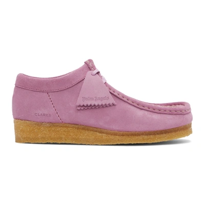 Palm Angels X Clarks Originals Pink Suede Wallabee Shoes In Purple