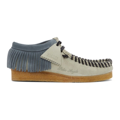 Palm Angels Grey & Black Clarks Originals Edition Fringed Wallabee Moccasins In Green