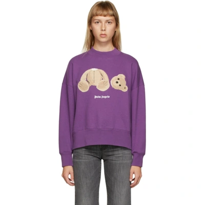 Palm Angels Bear-print Sweatshirt In Purple