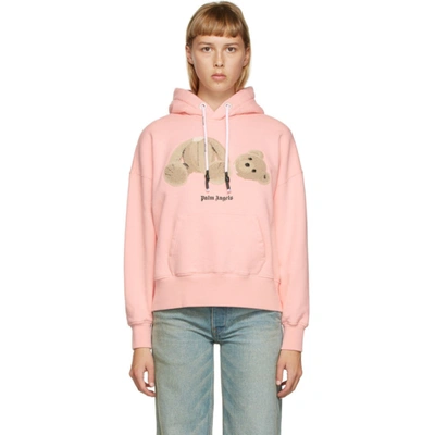 Palm Angels Bear Cotton Jersey Hoodie In Pink