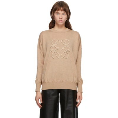 Loewe Beige Embroidered Anagram Jumper