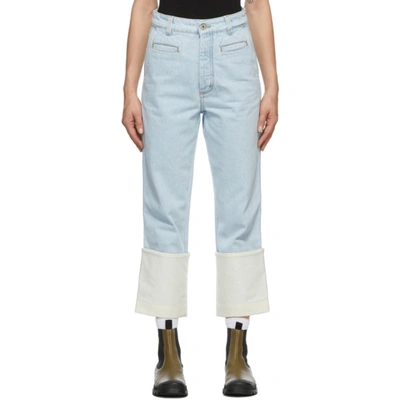 Loewe Cropped Cotton Denim Fisherman Jeans In Blue