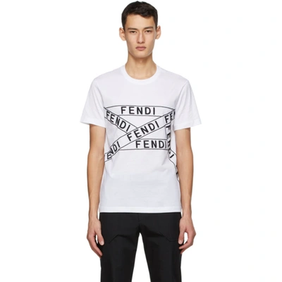 Fendi Slim-fit Logo-embroidered Cotton-jersey T-shirt In White