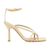 Bottega Veneta Beige Raffia Stretch Heeled Sandals In Porridge