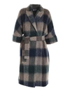 PESERICO CHECKED COAT BROWN GREEN AND BLUE