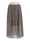 PESERICO PLEATED SKIRT IN GREY AND BEIGE