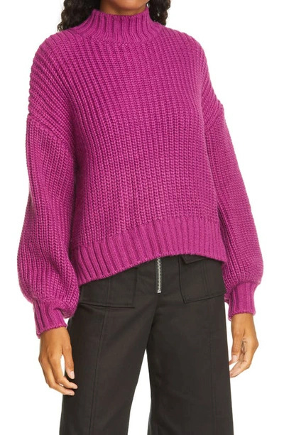 Cinq À Sept Haillie Long Puff-sleeve Sweater In Petunia