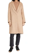 Vince Double Breasted Wool Blend Belted Coat In Camel