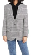 Off-white Houndstooth-check Single-breasted Blazer In Black Green