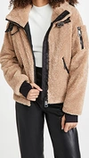Sam Bailey Hooded Fleece Puffer Coat In Camel