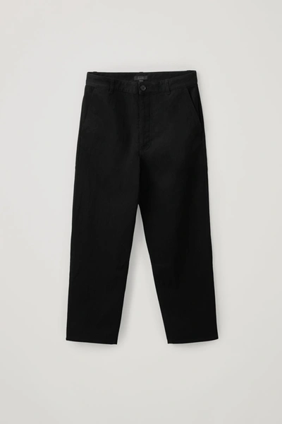Cos Relaxed Button-up Chinos In Black