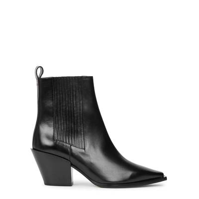 Aeyde Kate Leather Cuban Heeled Booties In Black