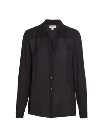 L Agence Nina Collared Button-down Blouse In Black