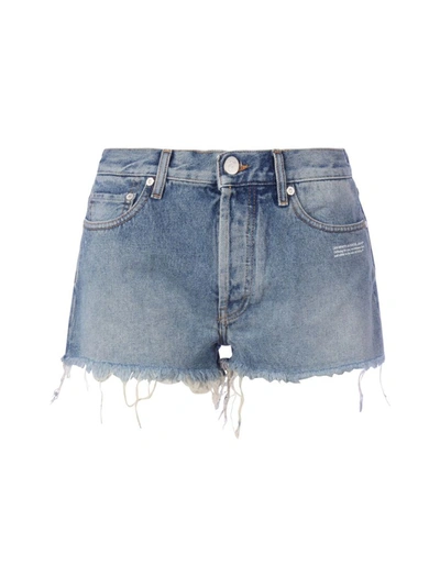 Off-white Shorts In Blue Cotton In Light Blue