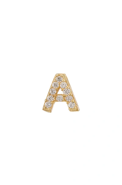 Adinas Jewels Pavé Initial Stud Earring In Gold