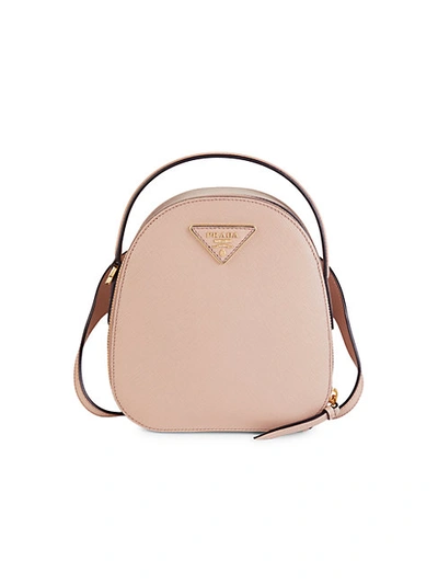 Prada Small Leather Rounded Backpack In Pink