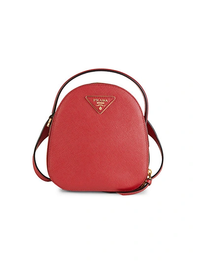 Prada Mini Leather Backpack In Red