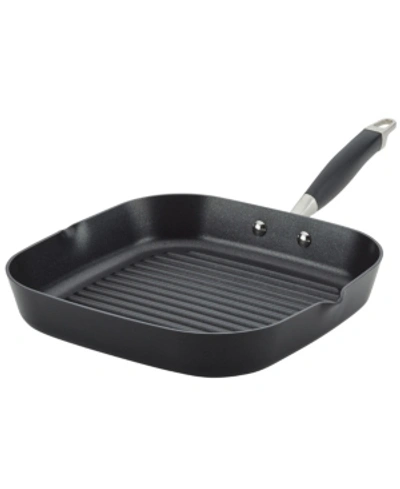 Anolon Advanced Home Hard-anodized 11" Nonstick Deep Square Grill Pan In Onyx