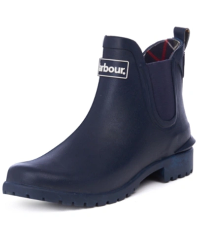 Barbour Wilton Floral Wellingtons Boot In Black Floral In Navy