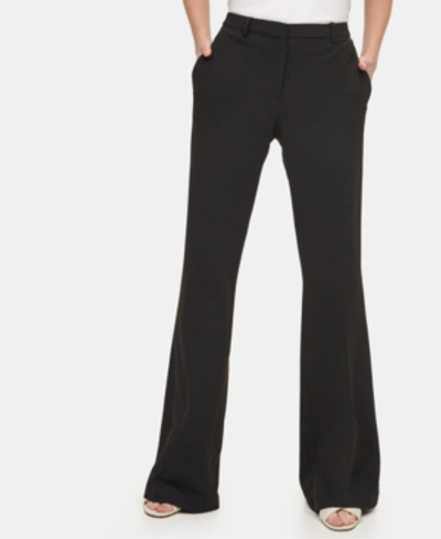 Calvin Klein Ponte-knit Straight-leg Pants In Black