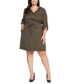 BLACK TAPE PLUS SIZE TIE-WAIST SHIRTDRESS