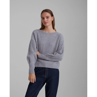 Club Monaco Medium Heather Grey Boiled Cashmere Boatneck Sweater In Size L