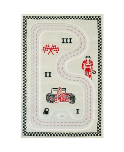 Ivi Racer Cream 3d Kids Play Rug, 72"l X 53"w