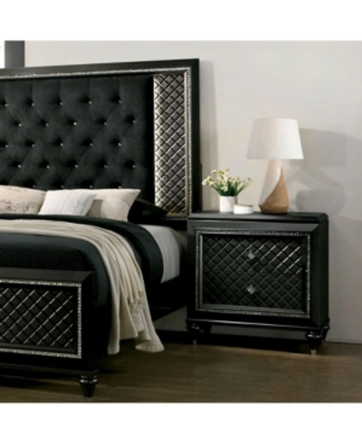 Furniture Of America Braylene Glam Diamond-patterned Nightstand In Black