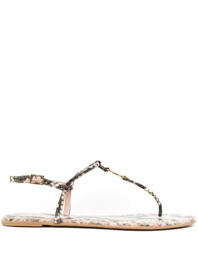 Tory Burch Snakeskin Print Sandals In Brown