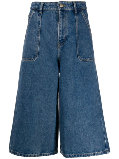 Ba&sh Flared Denim Culottes In Blue