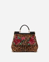 DOLCE & GABBANA LARGE SICILY BAG IN EMBROIDERED LEOPARD-PRINT PONY HAIR